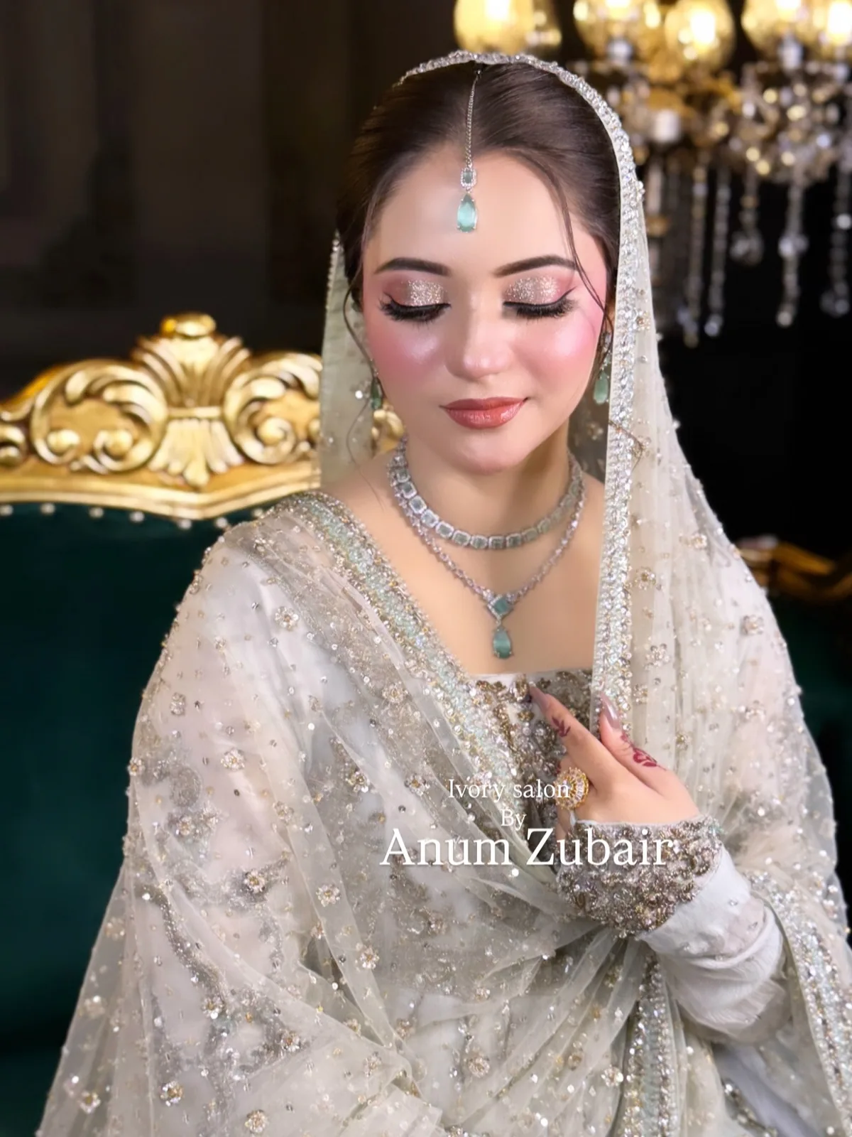 Walima: Pearl white, makeup by ivory salon